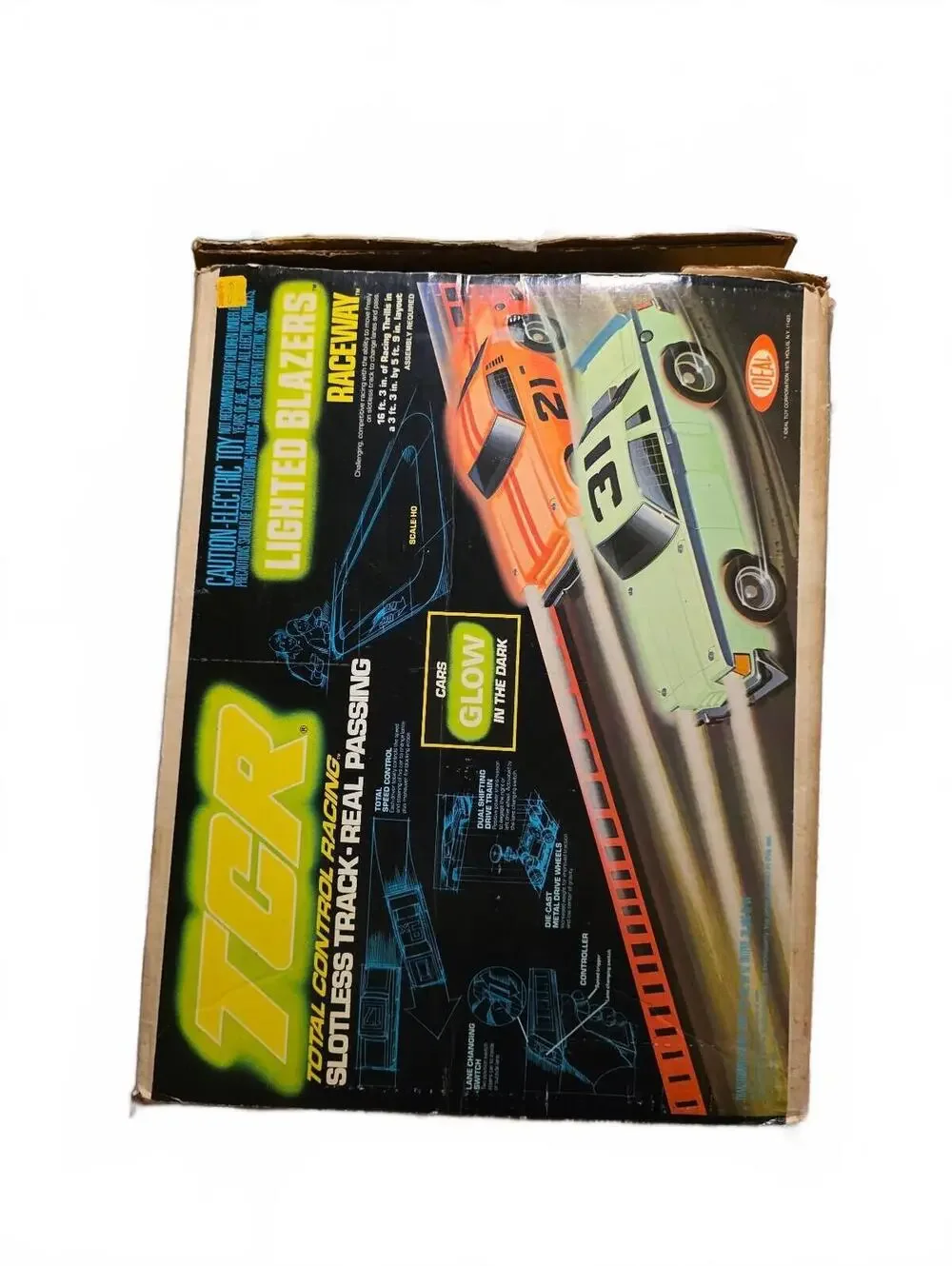 Rare Vtg Ideal Toy Corp Lighted Blazers Raceway Slotless Track Racing Set 1978